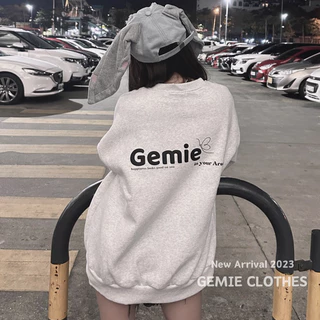 Áo sweater nỉ bông GEMIE nam nữ form rộng unisex tay bồng kiểu dáng 2024 mới mẻ