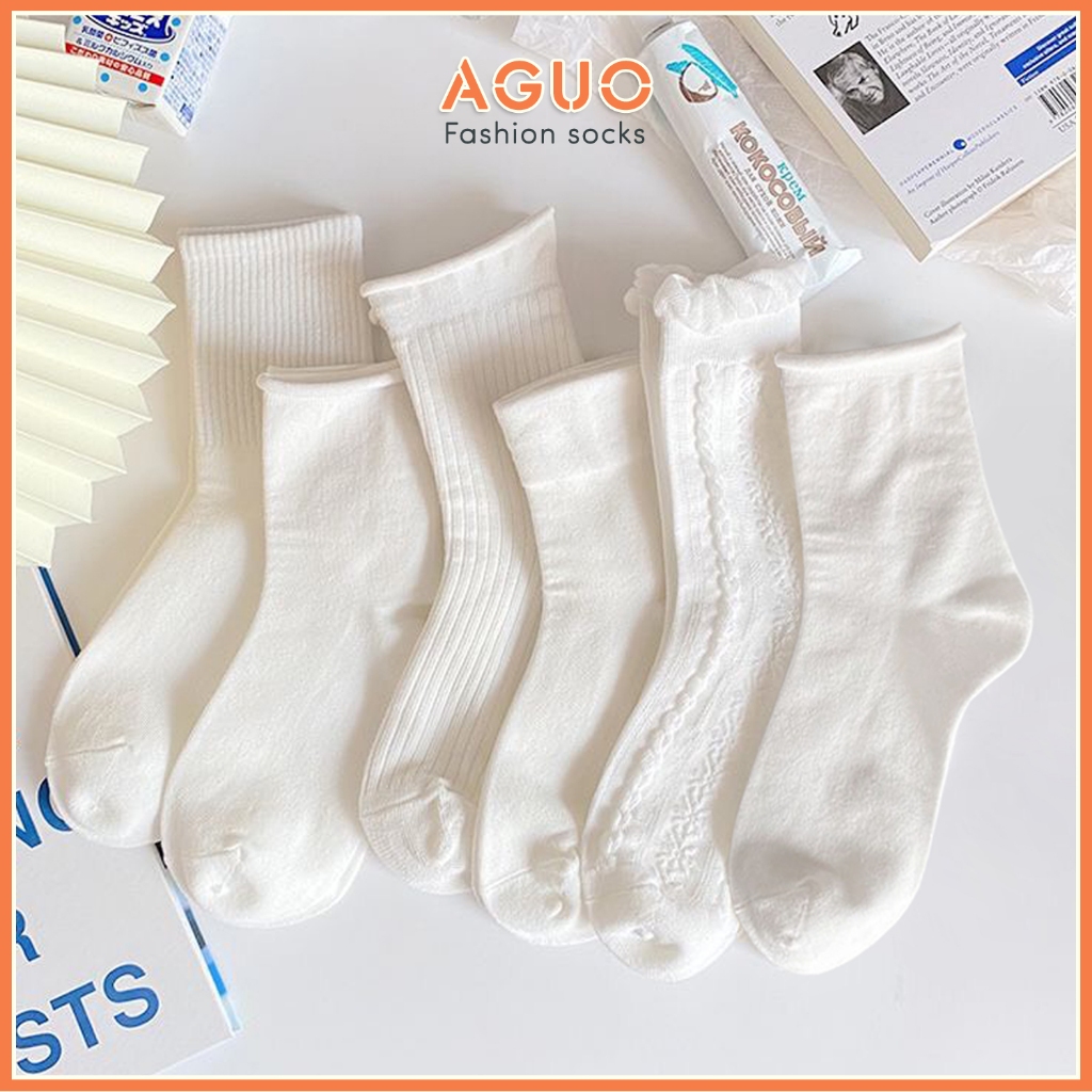 Tất nữ phong cách lolita dễ thương, tất cotton mềm mỏng thoáng mát - Aguo shop