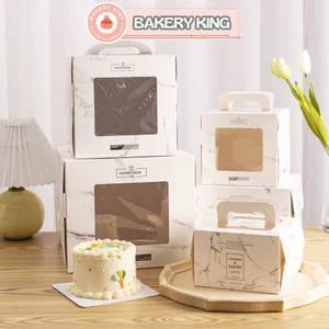 Hộp giấy gói bánh sinh nhật, bánh moouse hoạ tiết - BAKERY KING