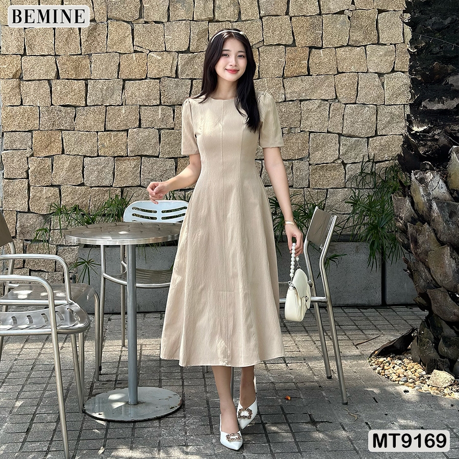 Ảnh Đầm thiết kế cổ tròn dáng xòe dài BEMINE MT9169 2