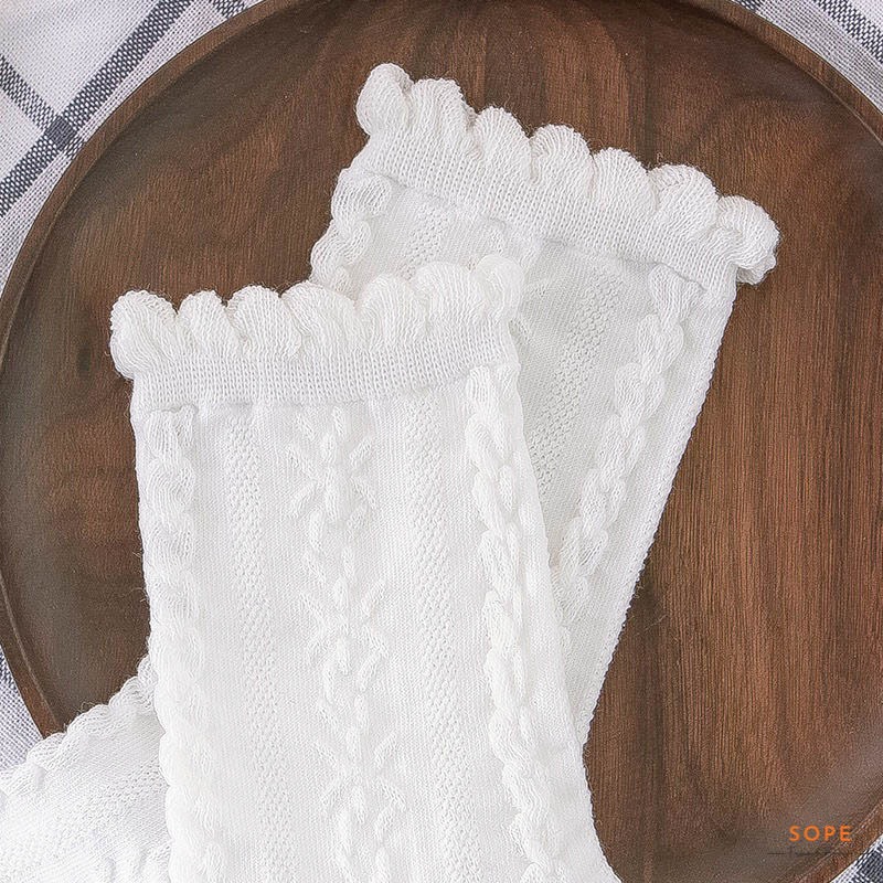 Vớ nữ lolita bèo nhún chất liệu cotton co giãn 4 chiều, tất cổ cao phong cách Hàn Quốc - Ekiu Shop