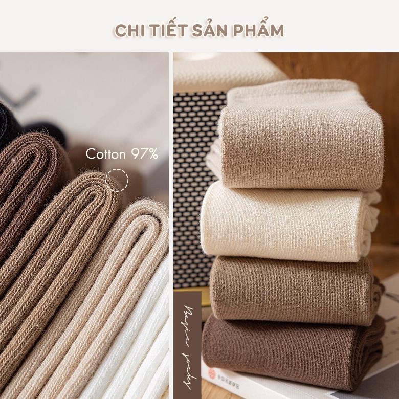 Tất vớ nam nữ trơn cổ cao phong cách Hàn Quốc, chất liệu cotton dệt kim thoáng khí - Ekiu Shop