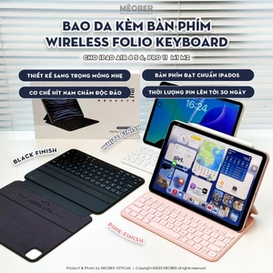 Bao Da Kèm Bàn Phím Wireless Folio Keyboard cho iPad Air 4/5/6/7, Pro 11 M1 M2, Gen 10/11 by MèoBer