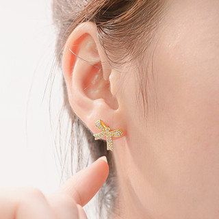 Khuyên tai bạc nữ LAMY Bow Gold Earrings 3028 - Bạc cao cấp