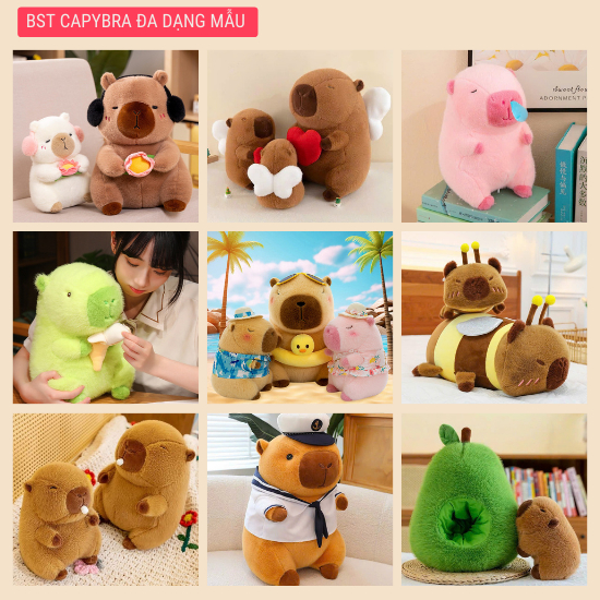 Capybara Thổi Bong Bóng Gấu Bông Capybra Thổi Bóng Dễ Thương Capybara Bóp Mũi Cao Cấp Chất Liệu Vải Lông Mềm Mại