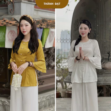Áo bà ba nữ, đồ bà ba tay loe, bán riêng áo và quần, đồ lam nữ vải lụa gấm mịn đẹp mặc thoải mái thoáng mát_mã abb3