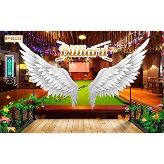 Tranh trang trí quán bi-a, quán billiards, club bida tranh 3D dán tường in trên chất liệu vải lụa(shop tặng kèm keo dán)
