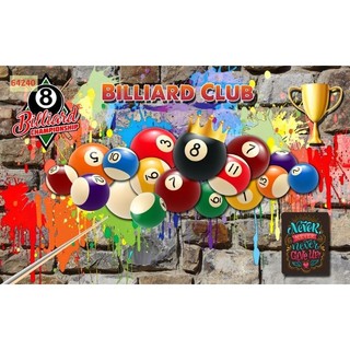 Tranh trang trí quán bi-a, quán billiards, club bida tranh 3D dán tường in trên chất liệu vải lụa(shop tặng kèm keo dán)