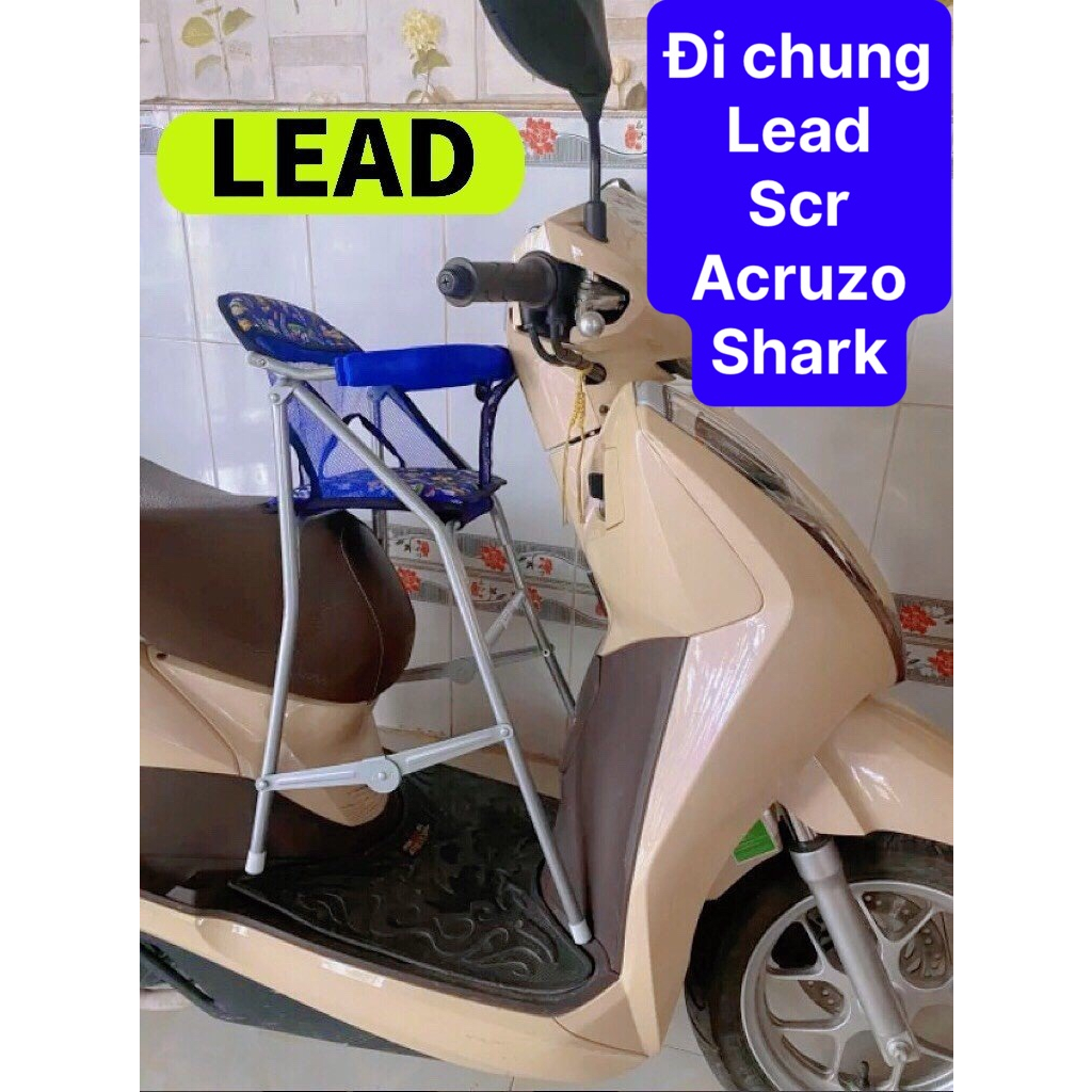 Ghế Ngồi Xe Máy Cho Bé Xe LEAD Có Vòng ,Ghế ga xếp sắt sơn tĩnh điện gấp gọn , AN TOÀN CHO BÉ