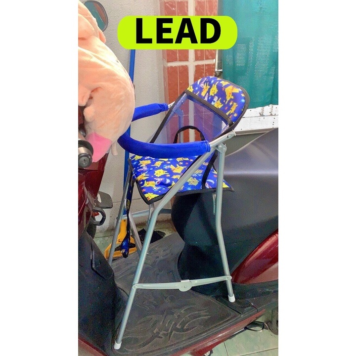 GHẾ NGỒI XE LEAD -SCR - ACRUZO - LATTE CÓ VÒNG BẢO HỘ AN TOÀN CHO BÉ ,ghế ga xếp sắt sơn tĩnh điện gấp gọn được