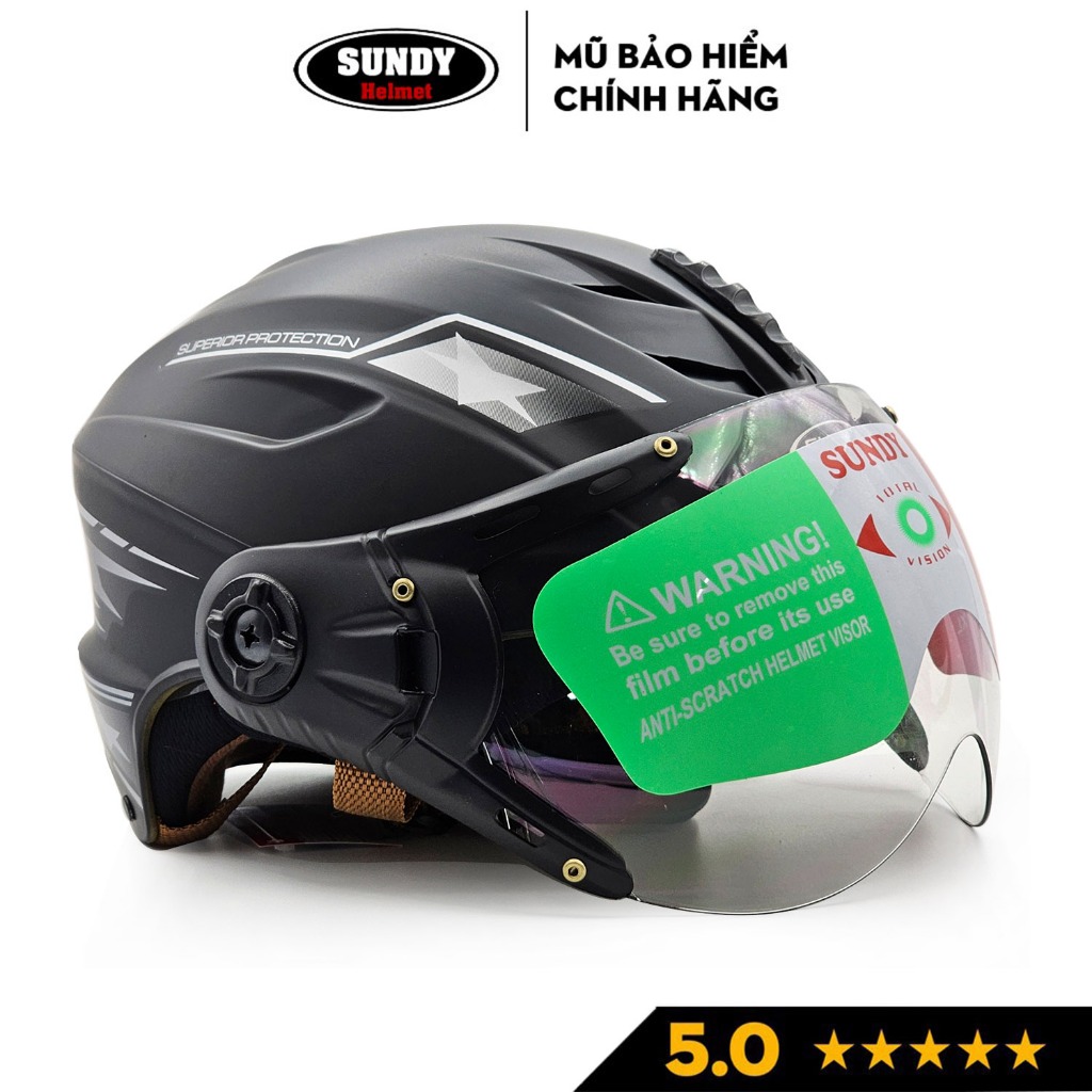 Ảnh Mũ bảo hiểm nửa đầu có kính SUNDY Helmets HP02K thể thao, tem hình năng động, Freesize (vòng đầu 56-58cm) 1