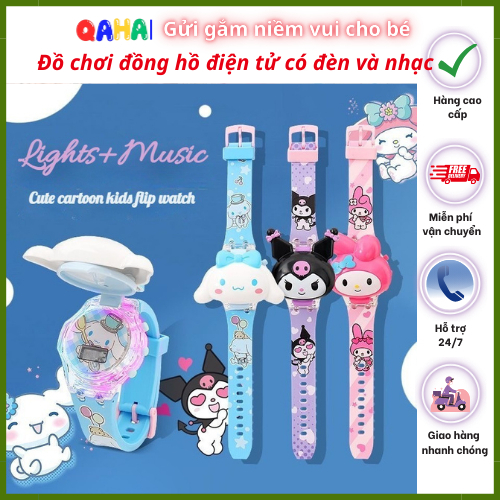 Đồng Hồ Hoạt Hình Cho Bé Trai Bé Gái Có Đèn Xem Giờ Kuromi Dạ Quang Đồng Hồ Âm Nhạc Giai Điệu Cinnamoroll