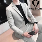 [MUA 1 ĐƯỢC 6] Bộ vest nam lịch lãm, trẻ trung, Form ôm body, phong cách Hàn Quốc, Tặng Cavat+Ghim Cài+Quần Sịp+Móc treo — ảnh 3