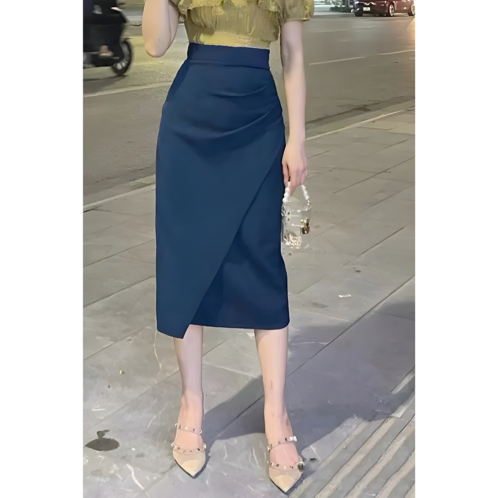 Chân Váy Chữ A, Chân Váy Dáng Dài 70cm Chất Vitex Hơi Giãn Cao Cấp-Shopngoctrang19.