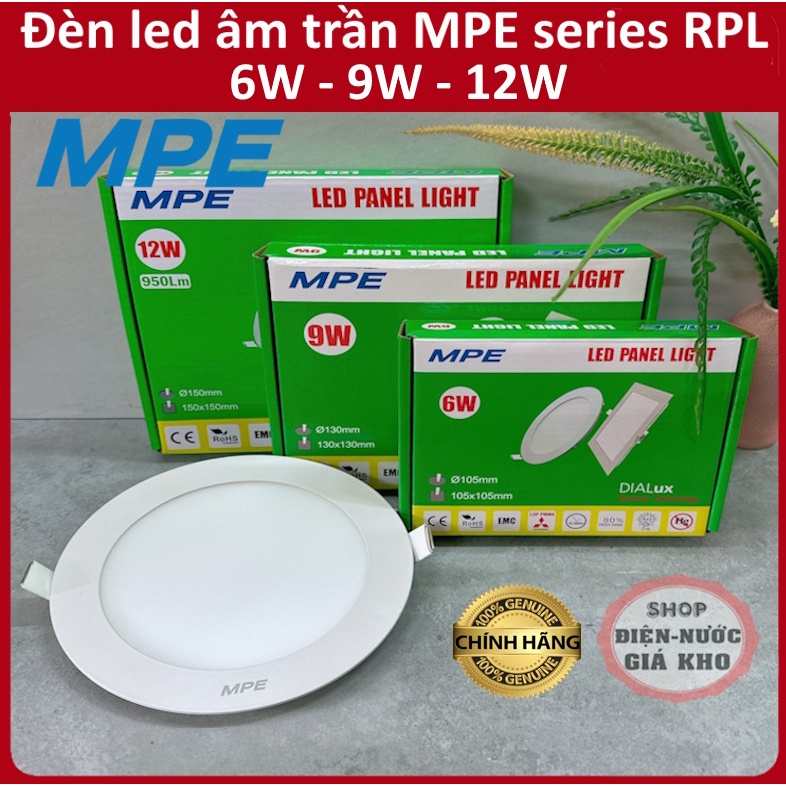 Đèn led âm trần 6w 9w 12w mpe series RPL ánh sáng trắng, vàng, trung ...