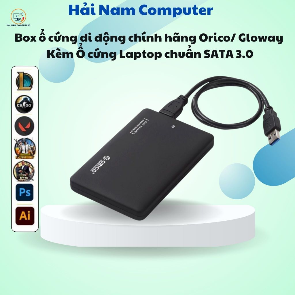Box ổ cứng di động chính hãng Orico/ Gloway Kèm Ổ cứng Laptop chuẩn SATA 3.0 - Dùng cho SSD/HDD 2.5 - Hải Nam Computer | BigBuy360 - bigbuy360.vn
