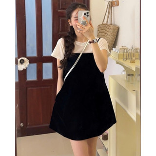 [S2.855] Set Yếm Tuyết Mưa 2 Lớp Có Túi Bên Mix Áo Phông Giấy Siêu Xinh (kèm ảnh thật)
