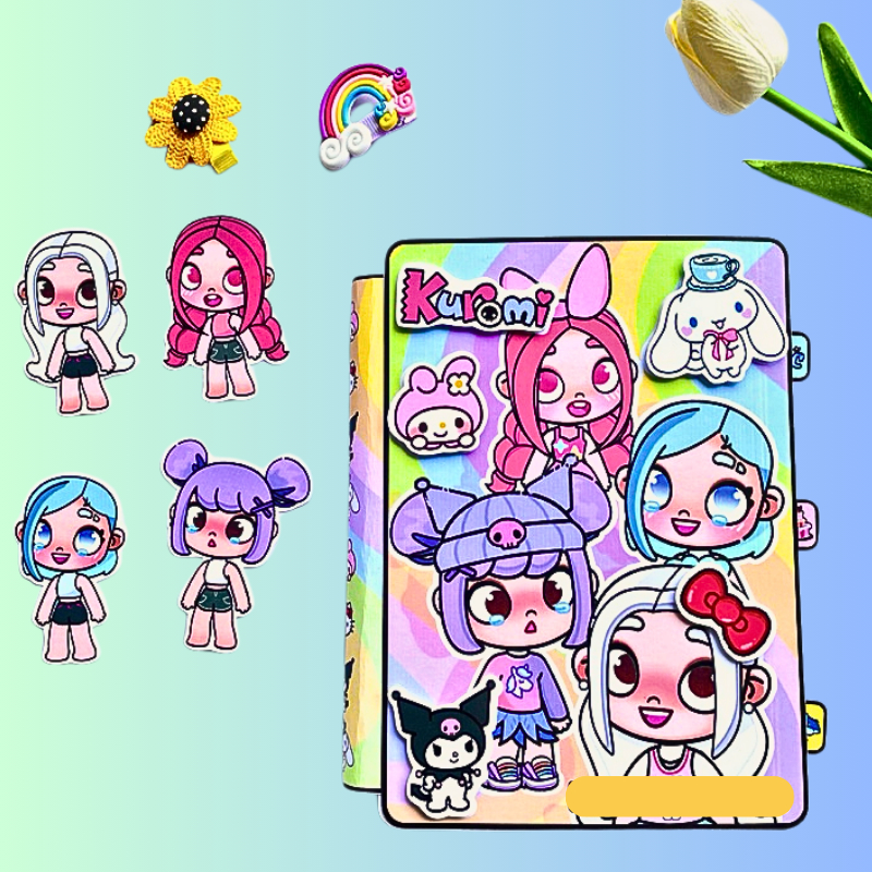 ( Mới) Ngôi nhà 4 cô bé đáng yêu Melody, Kuromi, Cinamoroll, Kitty Đồ chơi giấy búp bê cho bé