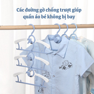 Móc treo quần áo trẻ em hình gấu chống trượt ECO điều chỉnh được độ rộng chất liệu nhựa PP siêu bền