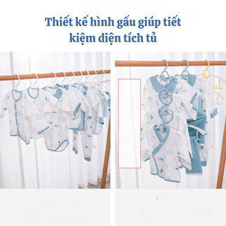 Móc treo quần áo trẻ em hình gấu chống trượt ECO điều chỉnh được độ rộng chất liệu nhựa PP siêu bền