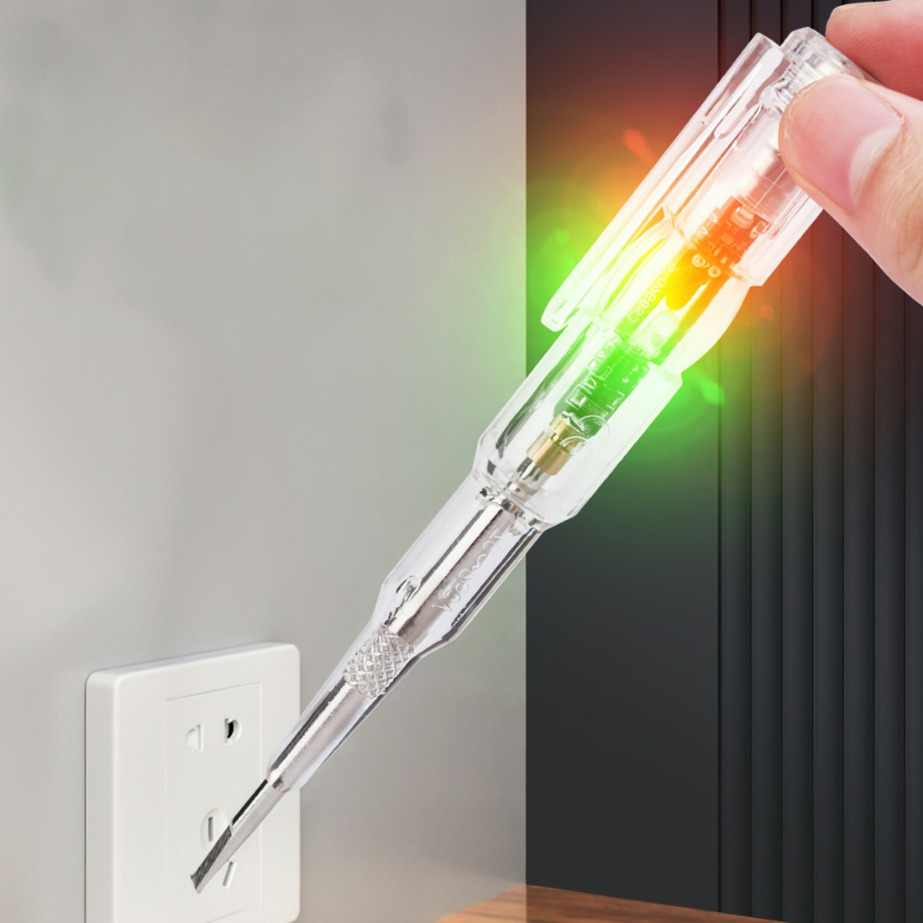 Bút Thử Điện Cảm Ứng Không Cần Chạm, Đèn LED 2 Màu Thông Minh, An Toàn Trong Thi Công Điện