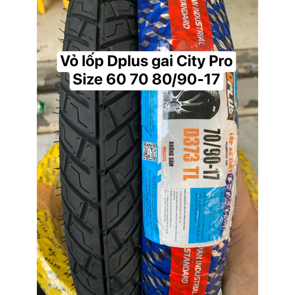 Vỏ lốp Dplus 60 70 80/90-17 mẫu gai City Pro. Vỏ không ruột và dùng ...