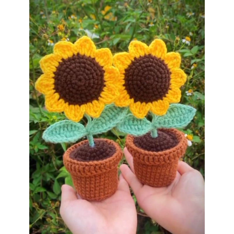 Chậu Hoa Hướng Dương Len , Chậu Hoa Len Để Bàn, Chậu Hoa Len Handmade