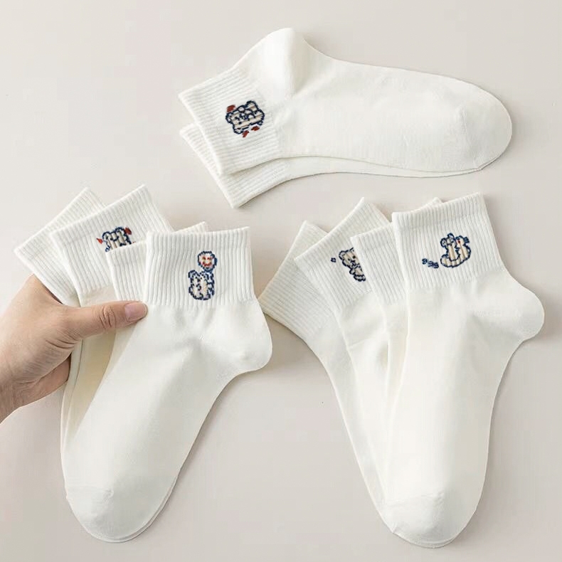 Tất vớ nữ cổ ngắn Ekiu Shop họa tiết dệt basic, chất liệu cotton co giãn thoáng khí - Ekiu Shop