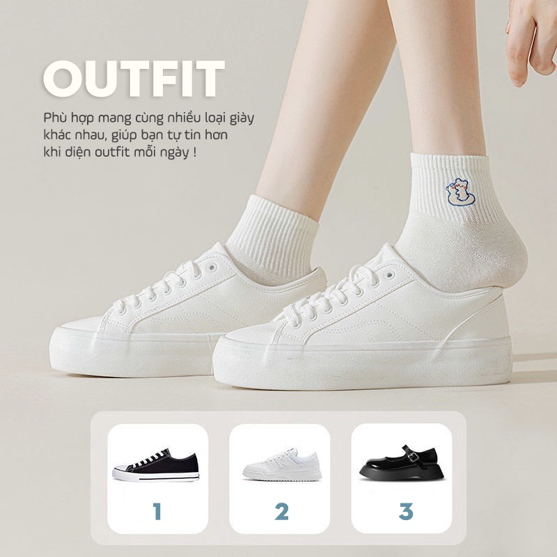 Tất vớ nữ cổ ngắn Ekiu Shop họa tiết dệt basic, chất liệu cotton co giãn thoáng khí - Ekiu Shop