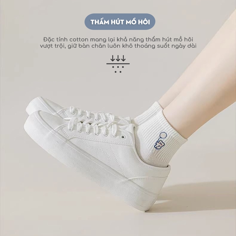 Tất vớ nữ cổ ngắn Ekiu Shop họa tiết dệt basic, chất liệu cotton co giãn thoáng khí - Ekiu Shop
