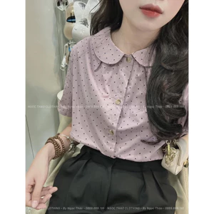 Sơ Mi Chấm Bi Cổ Sen, chất vải siêu đẹp