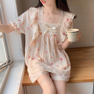 B31 Bộ Quần Áo Ngủ Nữ Chất  Đũi Tiểu Thư Cổ Vuông Cộc Tay Chất Đũi Mềm Thoáng Mát Nhiều Hoạ Tiết Women Phương Linh Under