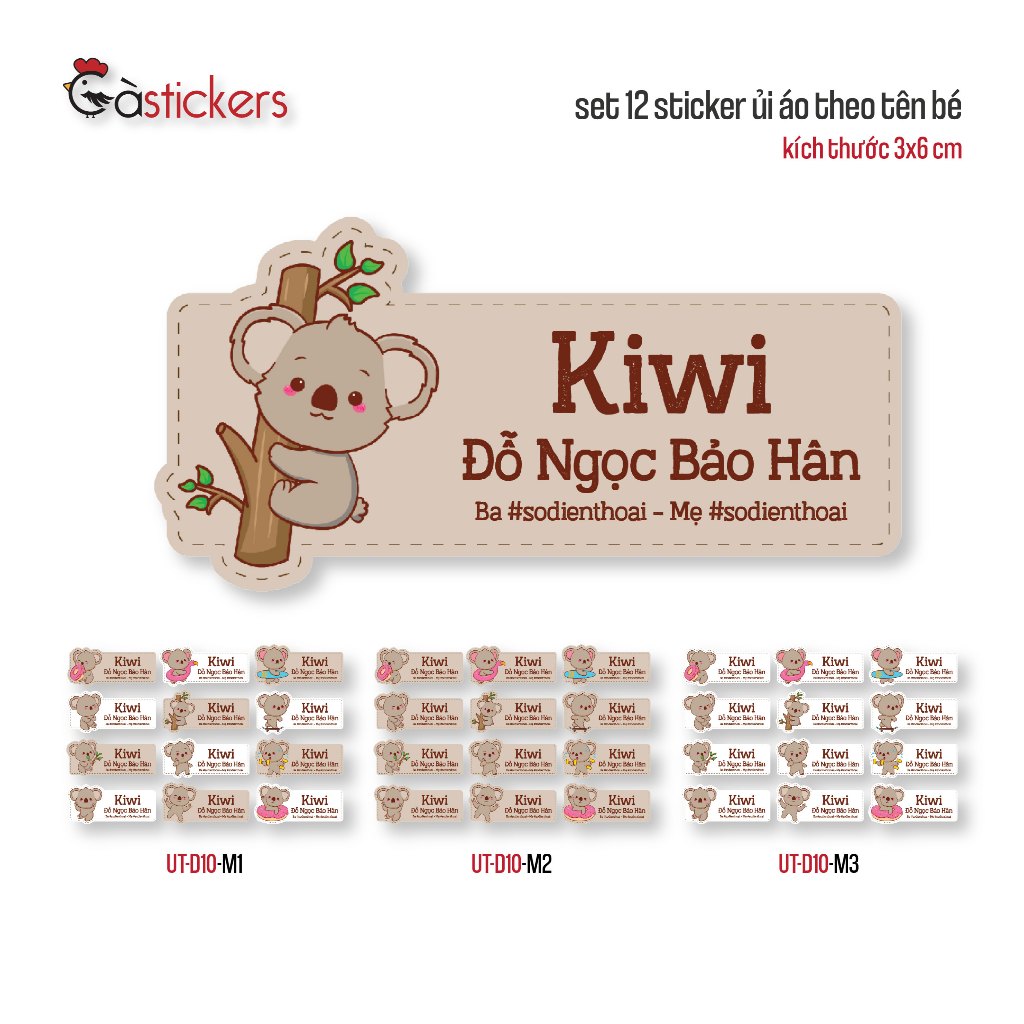 Sticker ủi áo in tên trẻ em GaStickers UT-D10- bộ 12 miếng kích thước 3 ...