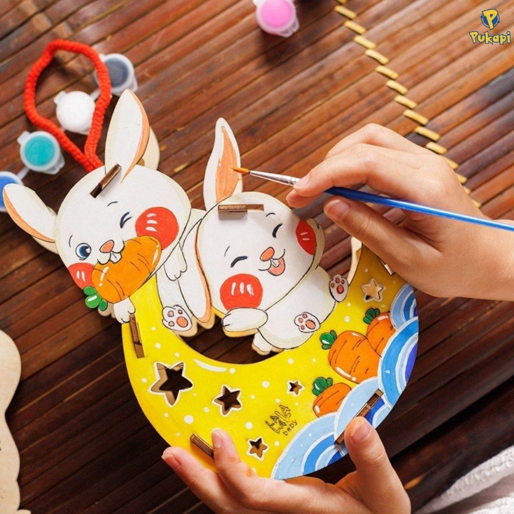 Đèn Lồng Gỗ Lồng Đèn Trung Thu DIY Lala Tự Tô Màu Lắp Ghép Cho bé Đón Trung Thu Đa Dạng Chủ Đề- Đồ Chơi Cho Bé PUKAPI
