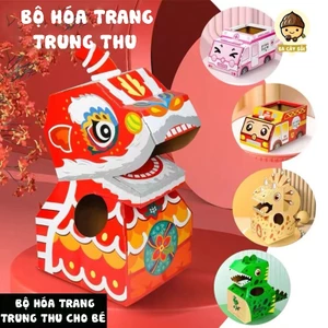 Đồ Chơi Hóa Trang Trung Thu Kỳ Lân/Khủng Long - Bằng Bìa Cứng, Tự Lắp Ghép DIY, Vui Nhộn Cho Bé