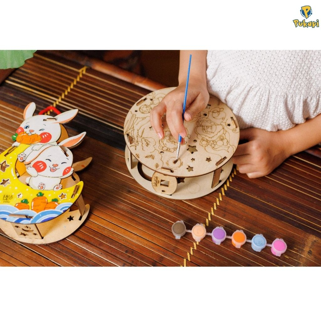 Đèn Lồng Gỗ Lồng Đèn Trung Thu DIY Lala Tự Tô Màu Lắp Ghép Cho bé Đón Trung Thu Đa Dạng Chủ Đề- Đồ Chơi Cho Bé PUKAPI