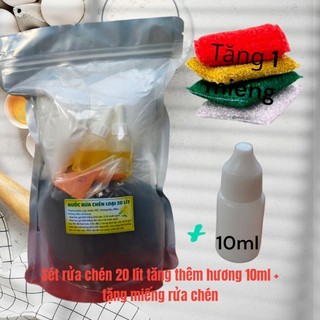 Sét pha nước rửa chén 20 lít hương chanh và màu vàng, tăng thêm hương, tặng kèm miếng rửa chén