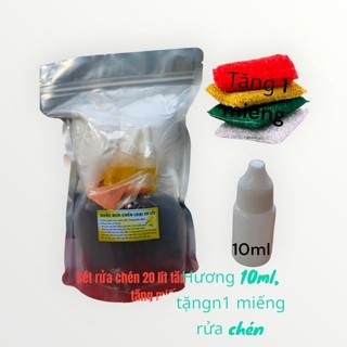 Sét pha nước rửa chén 20 lít hương chanh và màu vàng, tăng thêm hương, tặng kèm miếng rửa chén