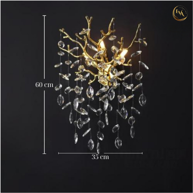 Đèn tường pha lê EVA Z31007-GD decor phòng khách, phòng ngủ phong cách hiện đại bảo hành 24 tháng