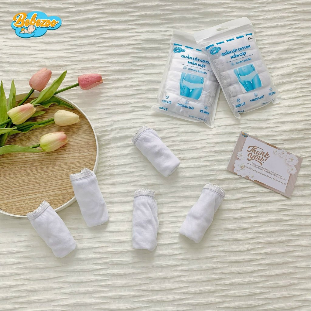 [Loại 1] Quần lót 1 lần giấy cotton kháng khuẩn Bebezoo, 2 lớp đáy, dùng đi du lịch, mẹ bầu đi sinh, viêm phụ khoa MQ03