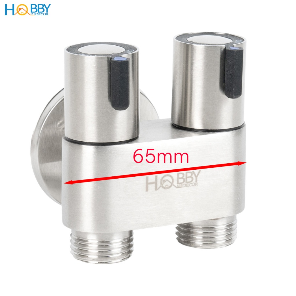 Van chia nước 2 đầu cho bồn cầu và vòi xịt inox 304 Hobby home decor VIN5
