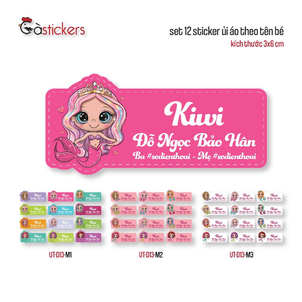 Sticker ủi áo in tên trẻ em GaStickers UT-D13- bộ 12 miếng kích thước 3 ...