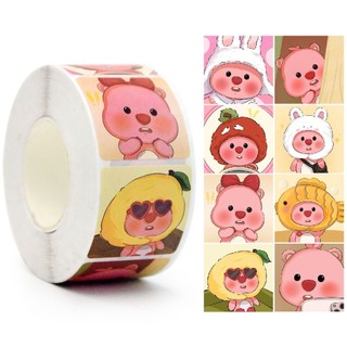 Cuộn 500 miếng dán họa tiết cảm ơn Thank you, trang trí hộp quà, gói hàng, đường kính 2,5cm, mẫu ngẫu nhiên