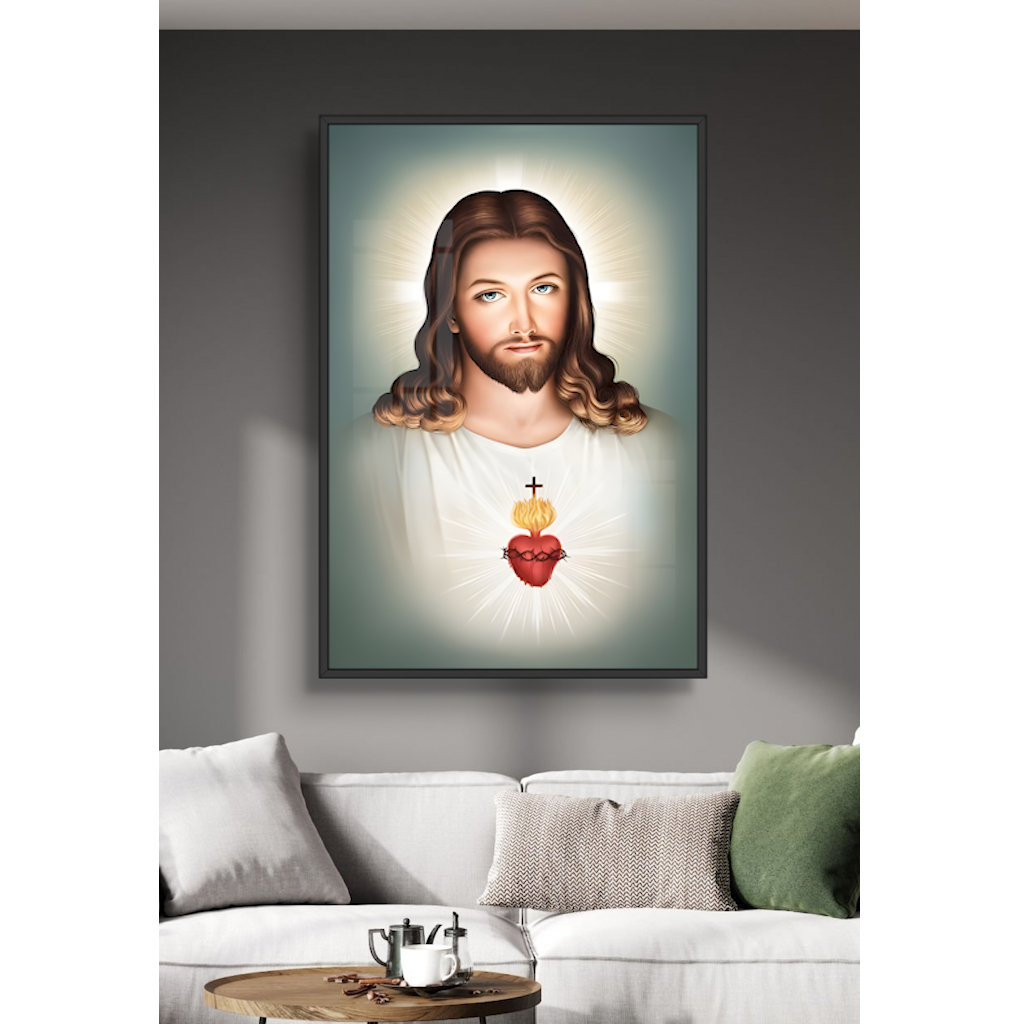 Tranh Gỗ Công Giáo Tráng Gương Có Khung Decor Phòng Khách Phòng Thờ Tặng Kèm Đinh 3 Chân