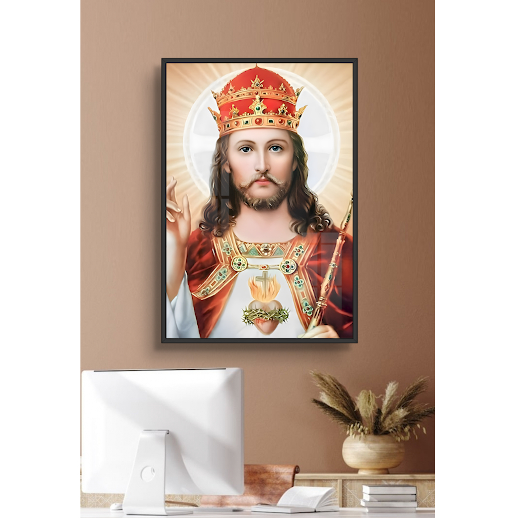 Tranh Gỗ Công Giáo Tráng Gương Có Khung Decor Phòng Khách Phòng Thờ Tặng Kèm Đinh 3 Chân