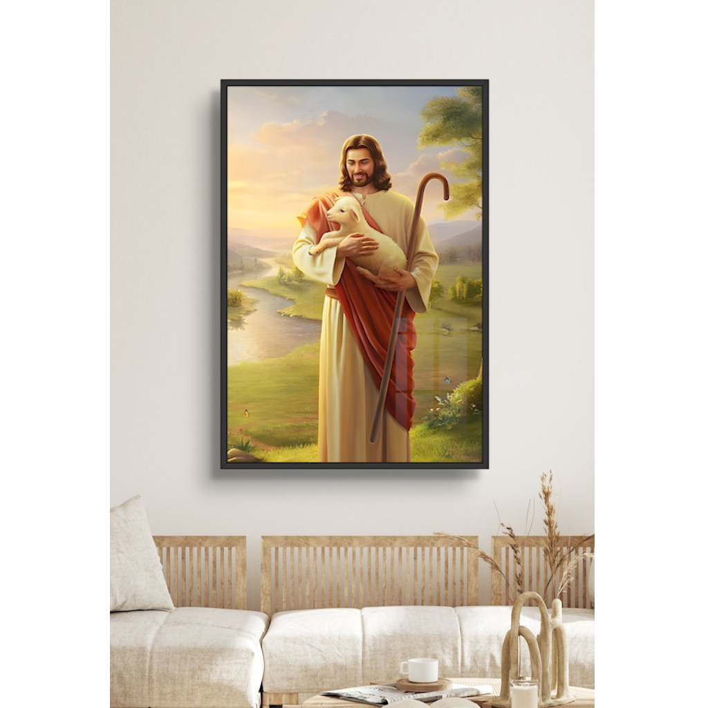 Tranh Gỗ Công Giáo Tráng Gương Có Khung Decor Phòng Khách Phòng Thờ Tặng Kèm Đinh 3 Chân