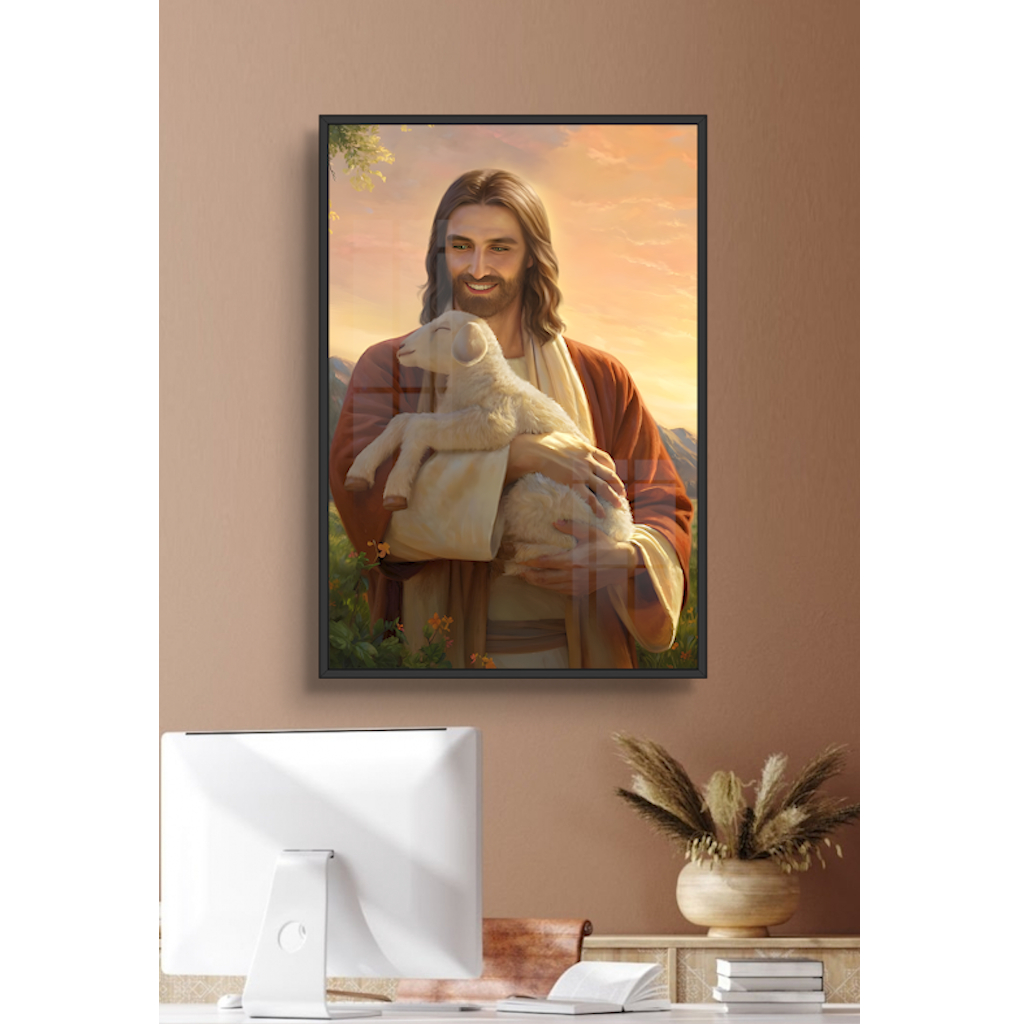 Tranh Gỗ Công Giáo Tráng Gương Có Khung Decor Phòng Khách Phòng Thờ Tặng Kèm Đinh 3 Chân