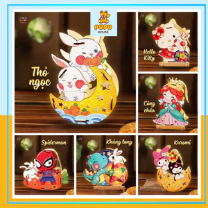 Đèn Lồng Trung Thu Lồng Đèn Gỗ Đèn Lồng Bộ Kít Tự Làm Lồng Đèn Trung Thu Nhiều Chủ Đề Tự Tô Màu In Màu Cho Bé-PUPU HOUSE