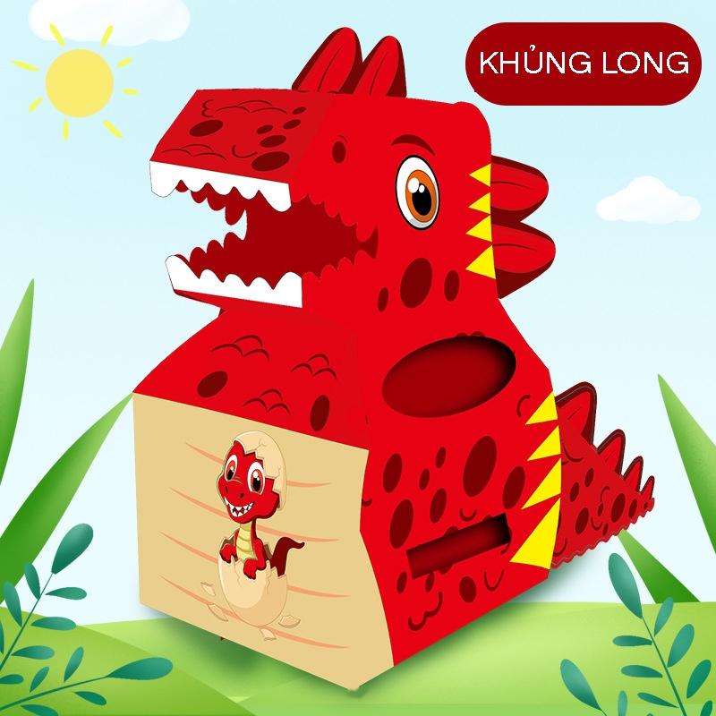 [Mẫu Mới 2024] Đồ Chơi Hóa Trang Trung Thu DIY - Kỳ Lân Đỏ/Khủng Long/Cá Sấu, Vui Nhộn Cho Bé
