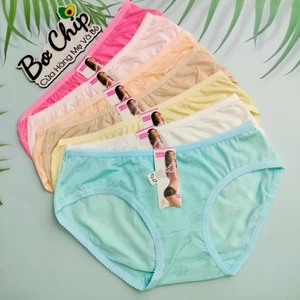 Quần Lót Nữ Cute Thun Lạnh 35 - 60Kg – Gấm Họa Tiết Hoa, Mềm Mại, Thông Hơi, Co Giãn Tốt 810- Bơ Chíp